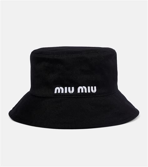 miu miu bucket hat|Black/white Cotton Bucket Hat .